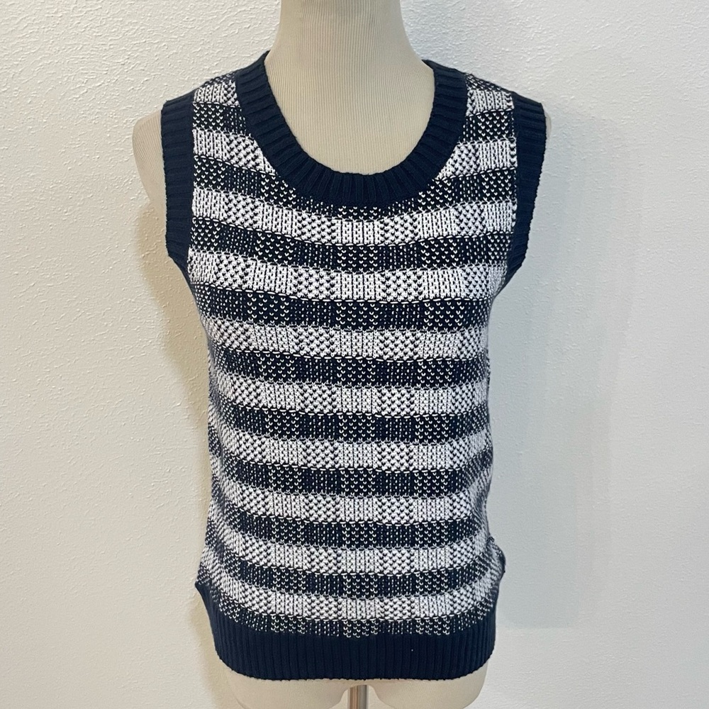 J. Society 100% Cotton Sleeveless Knit Striped Sweater